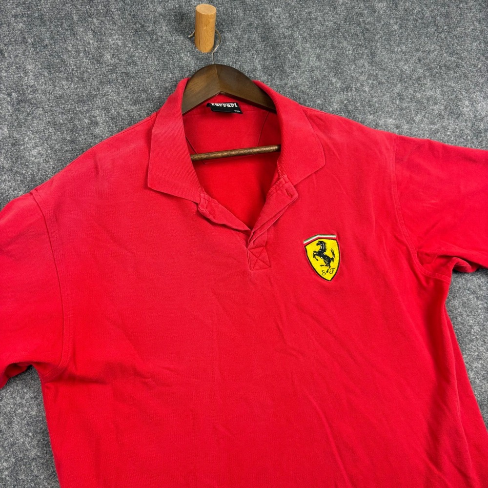 Vintage 1999 Ferrari Polo Shirt Mens XXL Red Short Sleeve Cotton Racing F1 Logo